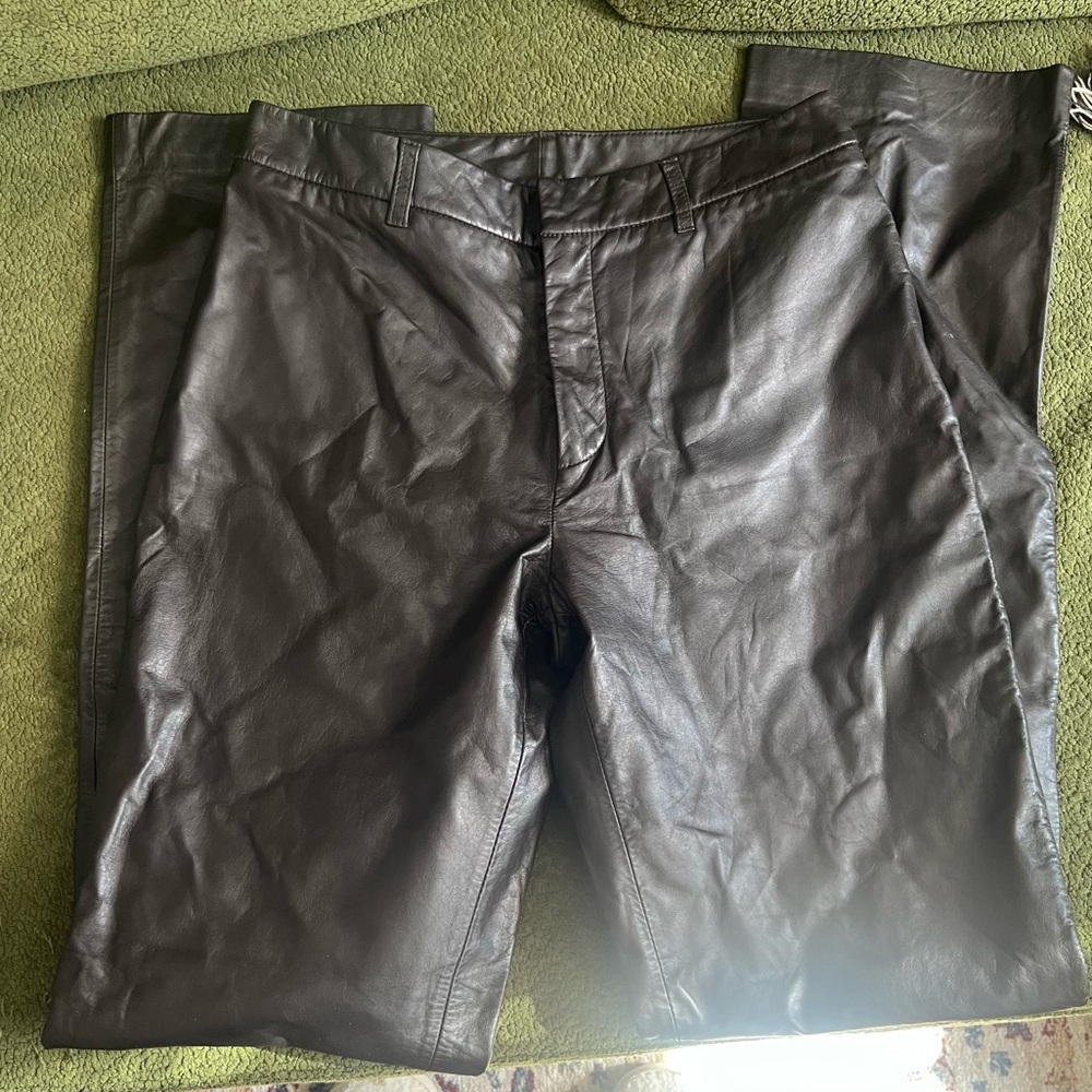 Vintage 90s Nine West High Rise Leather Pants in Black Brown size S